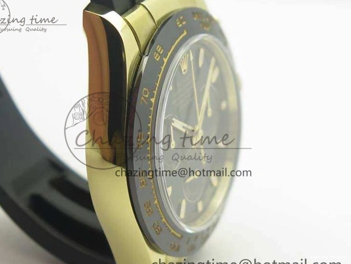 0109 Tailored Daytona 116518 LN YG ARF 1:1 Best Edition Black Dial On Rubber Strap A4130 Super Clone 3479